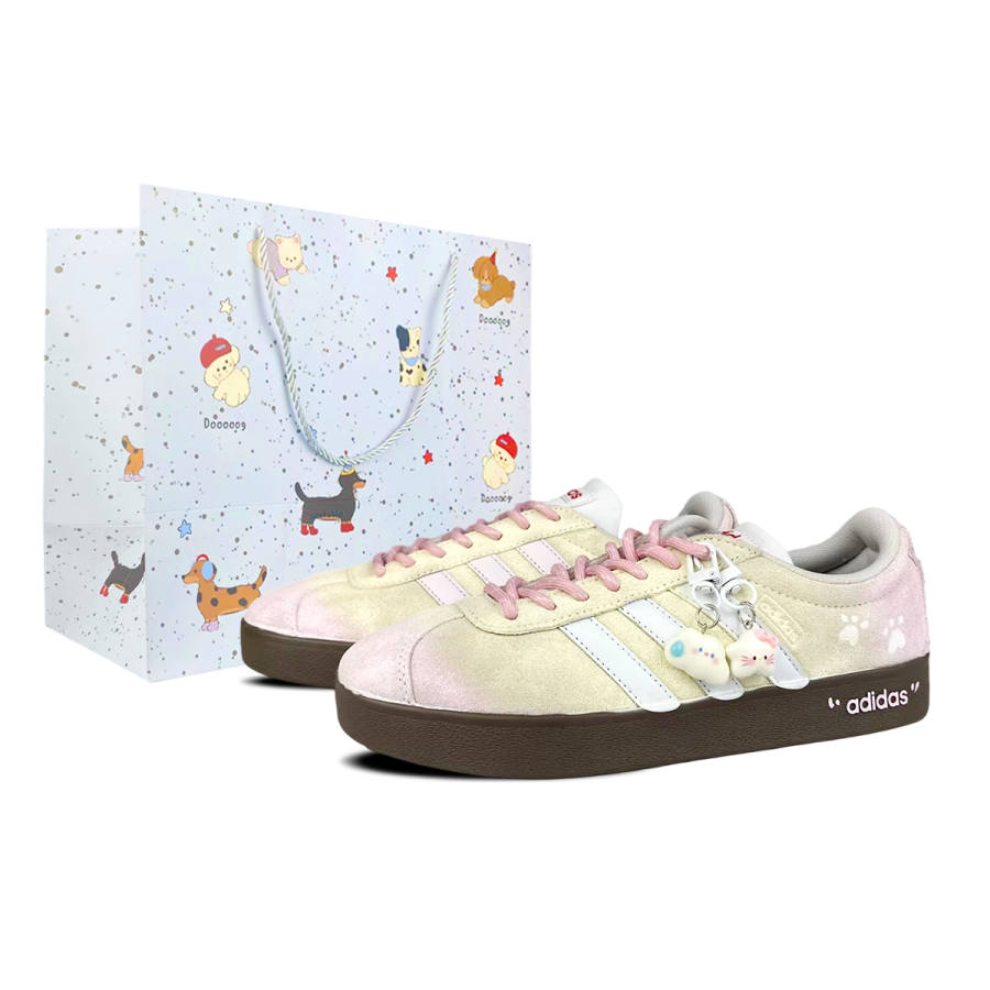 Adidas Adidas VL COURT 2.0 Cushioning, Wear Resistant Low top Skateboard Shoes Unisex Pink Yellow