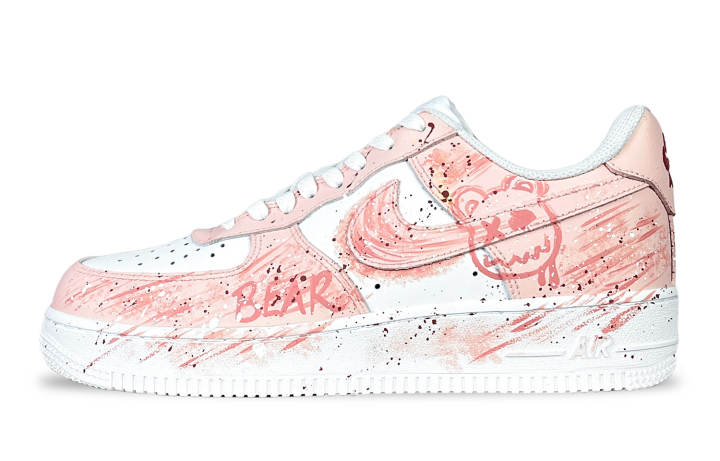 Nike Nike Air Force 1 Barbie Bear Slip Resistant Low top Skateboard Shoes Unisex Pink