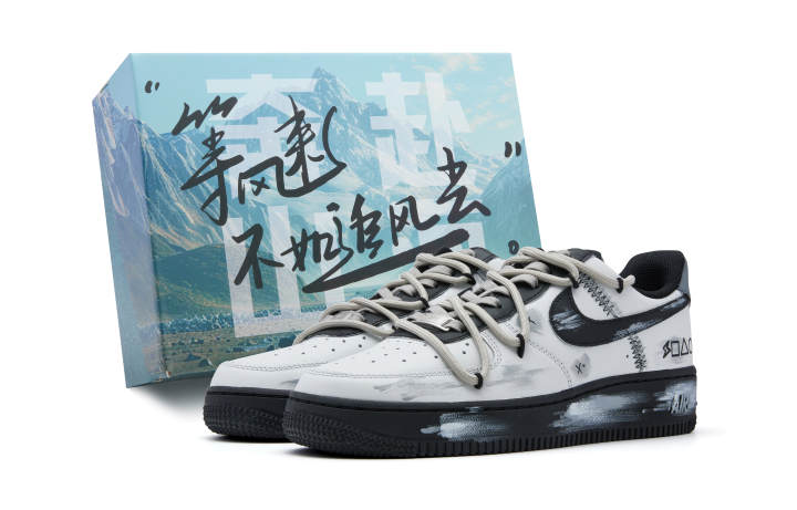 Nike Nike Air Force 1 Slip Resistant Abrasion Resistant Low top Skateboard Shoes Unisex Gray Black