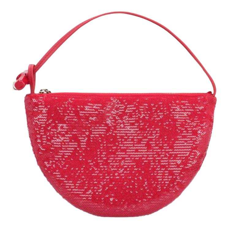 LONGCHAMP Le Roseau Polyester Canvas Shoulder Bag, Handbag Small Women's Red