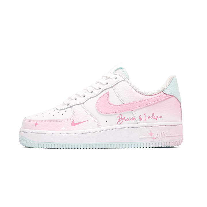 Nike Nike Air Force 1 Brave Star Cushioning Abrasion Resistant Breathable Low Top Skateboard Shoes Women's White Pink