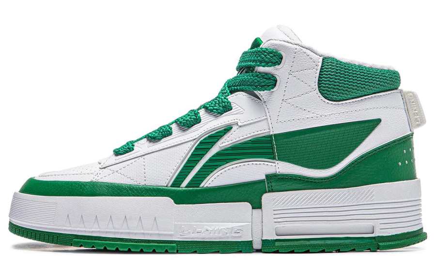 Li-Ning Li Ning Mileage Slip Resistant Abrasion Resistant Mid top Skateboard Shoes Men's White Green