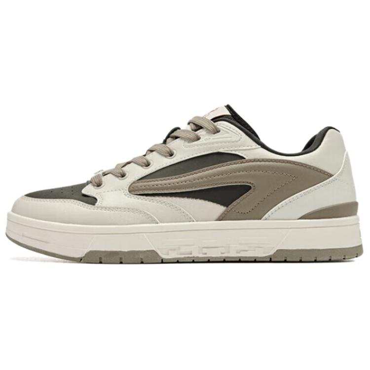 QIAODAN Slip Resistant Abrasion Resistant Slip Resistant Abrasion Resistant Low top Skateboard Shoes Men's Beige Brown