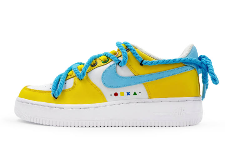 Nike Nike Air Force 1 Low top Skateboard Shoes Unisex Yellow White Blue