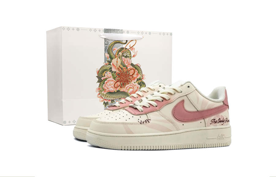 Nike Nike Air Force 1 Rose Heart Cushioning Abrasion Resistant Cushioning, Wear Resistant Low top Skateboard Shoes Women's