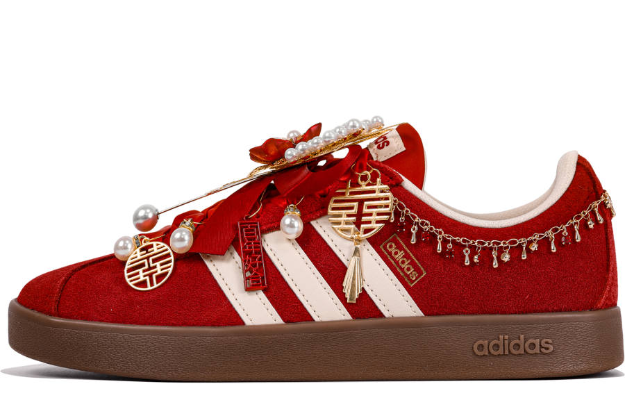 Adidas Adidas Vl Court Classic Blissful Union, Wedding Shoes Abrasion Resistant Low top Skateboard Shoes Unisex Red