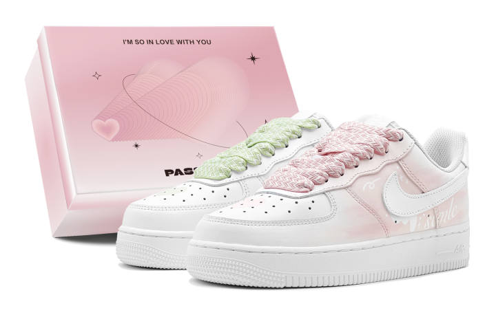 Nike Nike Air Force 1 Air Force 1, White Peach Lime, Mismatched Color Design Slip Resistant Slip Resistant Low top