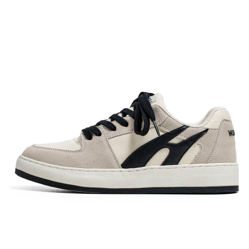 HUANQIU Abrasion Resistant, Lightweight, And Breathable Low top Skateboard Shoes Unisex Beige