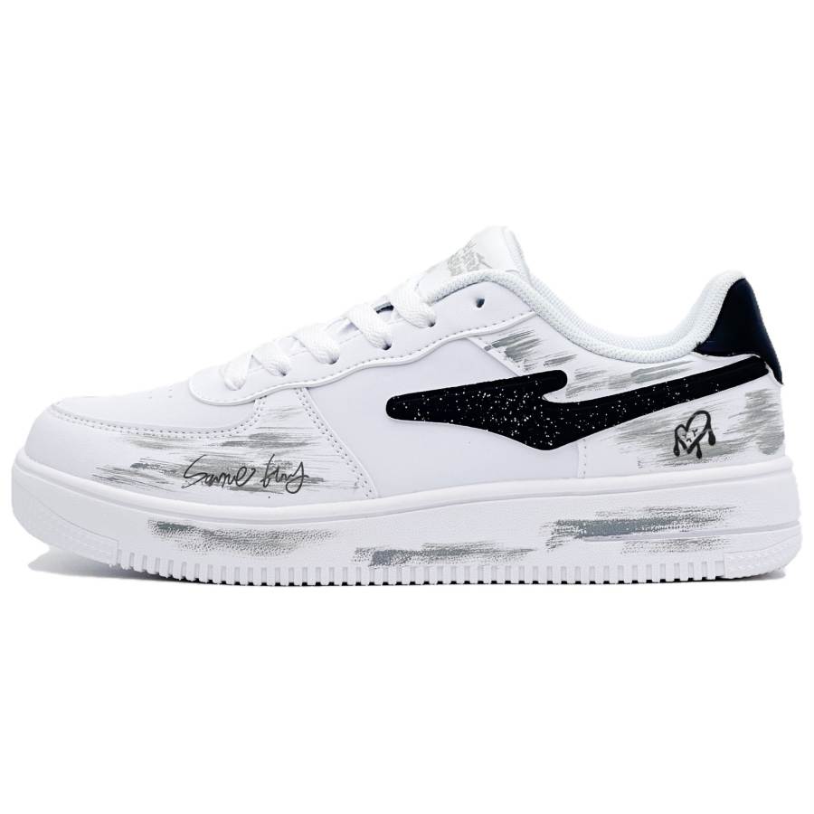 Erke Slip Resistant, Abrasion Resistant, Breathable Low top Skateboard Shoes Men's White Black