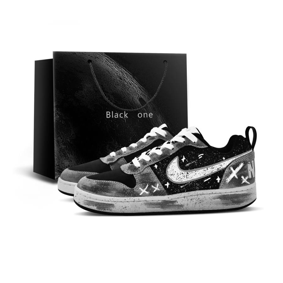 Nike Nike Court Borough Ink Splatter Starry Sky Shopping Bag Cushioning Abrasion Resistant Low top Skateboard Shoes Men's
