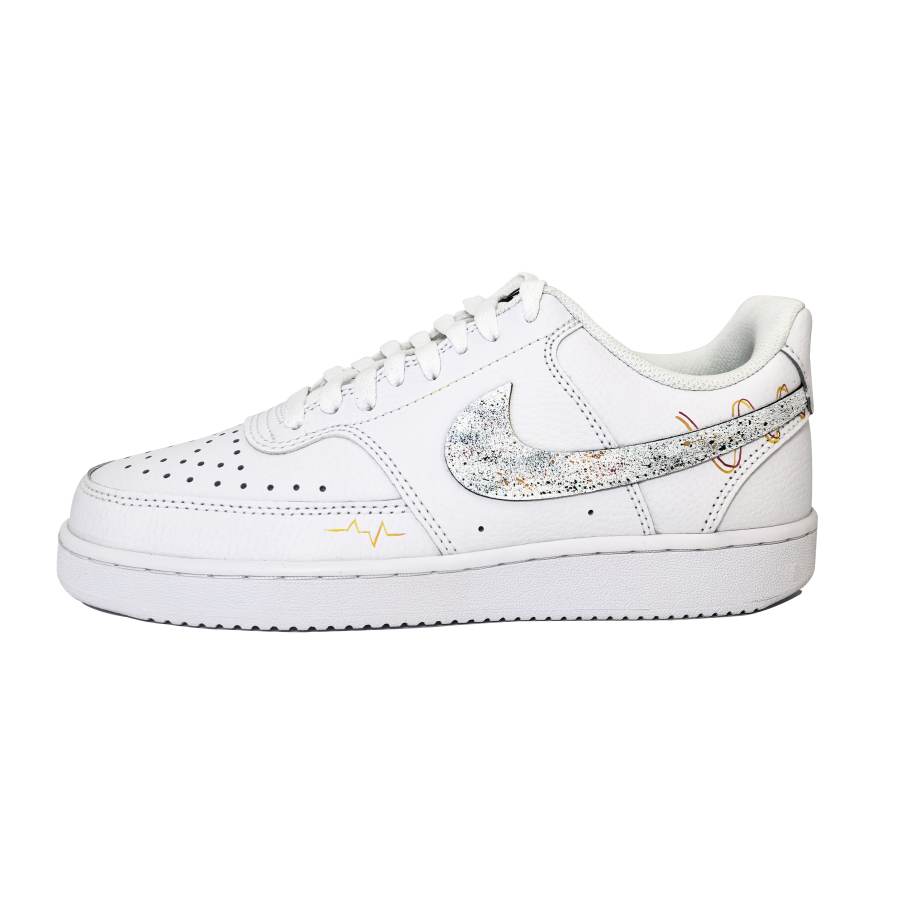 Nike Nike Court Vision 1 White Tower PU Leather Abrasion Resistant Low top Skateboard Shoes Unisex White Orange