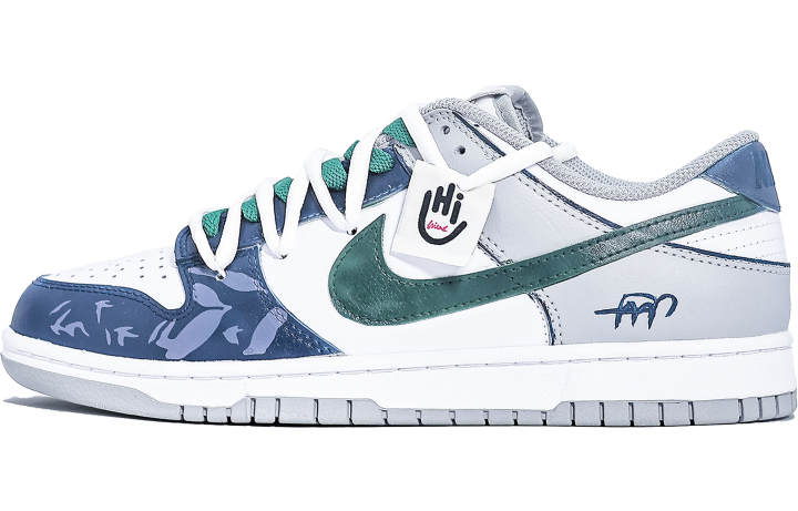 Nike Nike Dunk Abrasion Resistant Low top Skateboard Shoes Unisex Blue Green