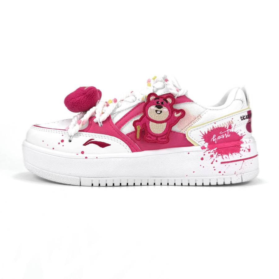 Li-Ning Li Ning LiNing X Disney Slip Resistant, Abrasion Resistant, Breathable Low top Skateboard Shoes Women's White Pink
