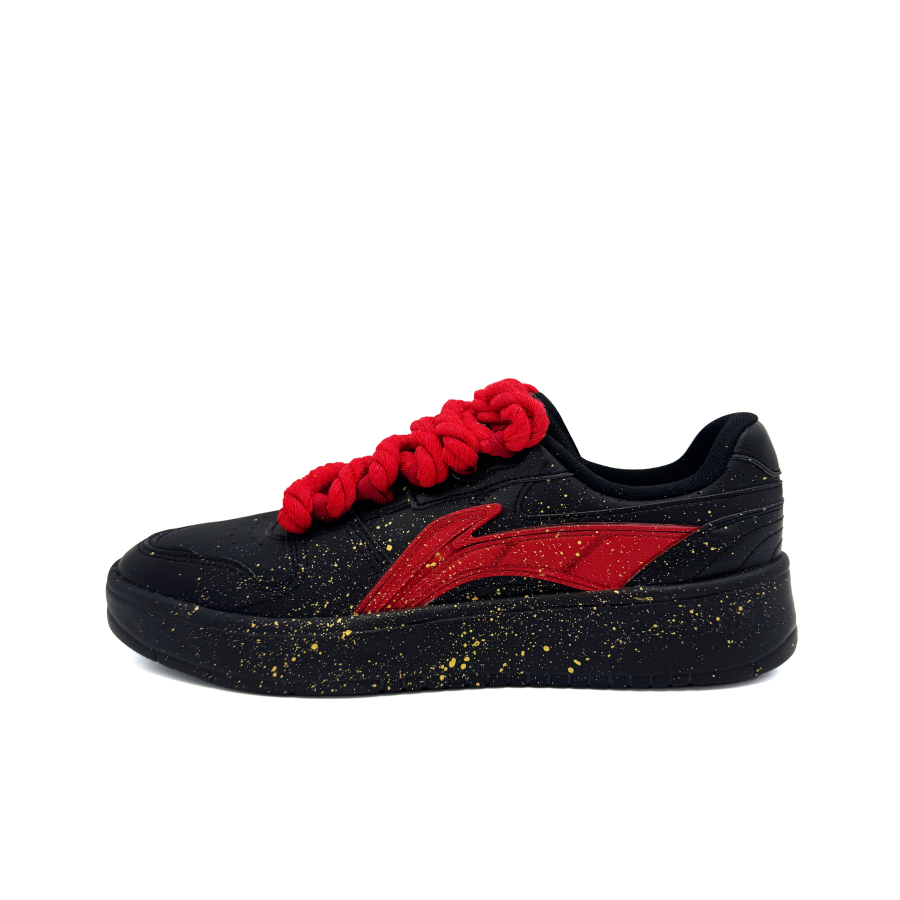 Li-Ning Li Ning Slip Resistant Abrasion Resistant Low top Skateboard Shoes Men's Black Red