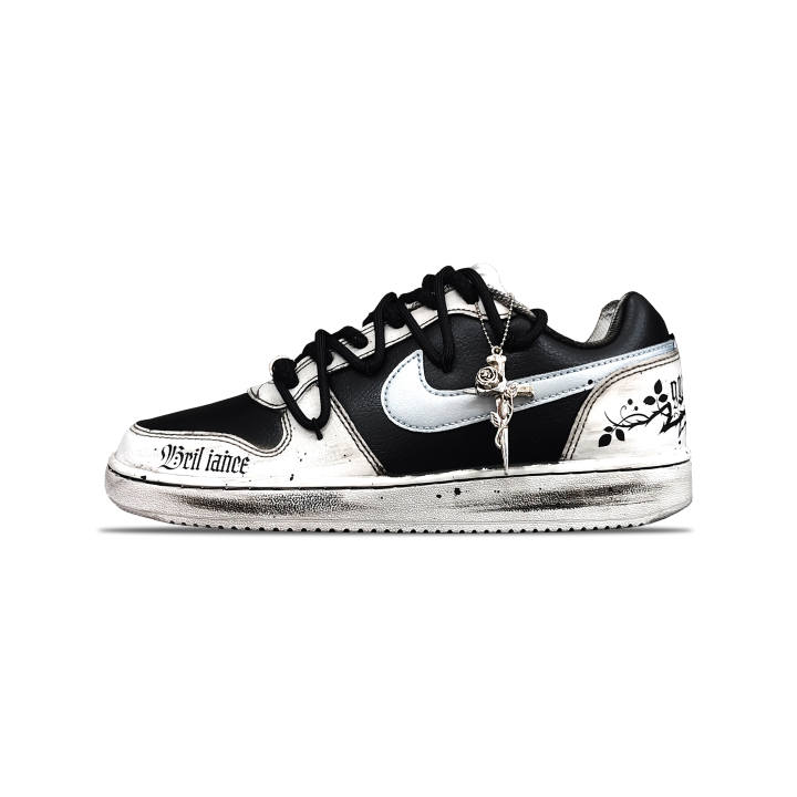 Nike Nike EBERNON Tower Rabbit Slip Resistant Cushioning Abrasion Resistant Low top Skateboard Shoes Men's Black White