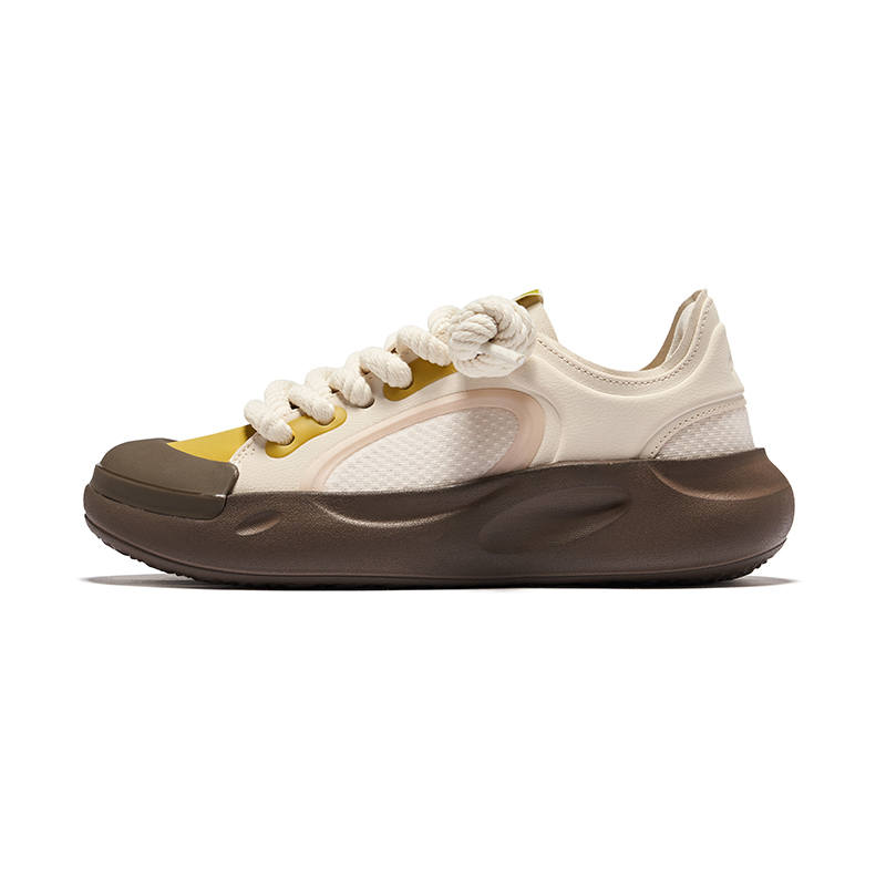 Erke Low top Skateboard Shoes Women's Eggnog Gray Turmeric Green
