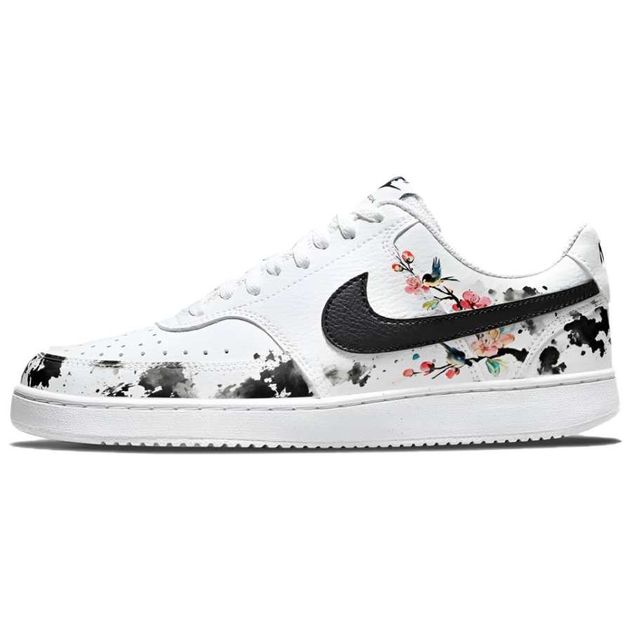 Nike Nike Court Vision 1 Magpie Friend Dreamy Branch Abrasion Resistant Low top Skateboard Shoes Men's Black White