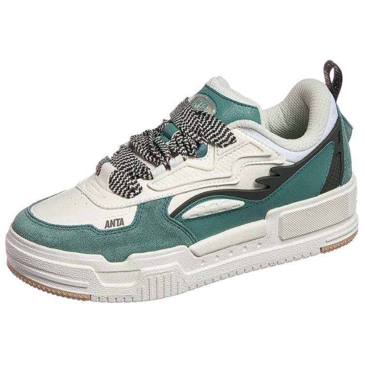 Anta Cushioning, Wear Resistant Low top Skateboard Shoes Women's White Green Brown