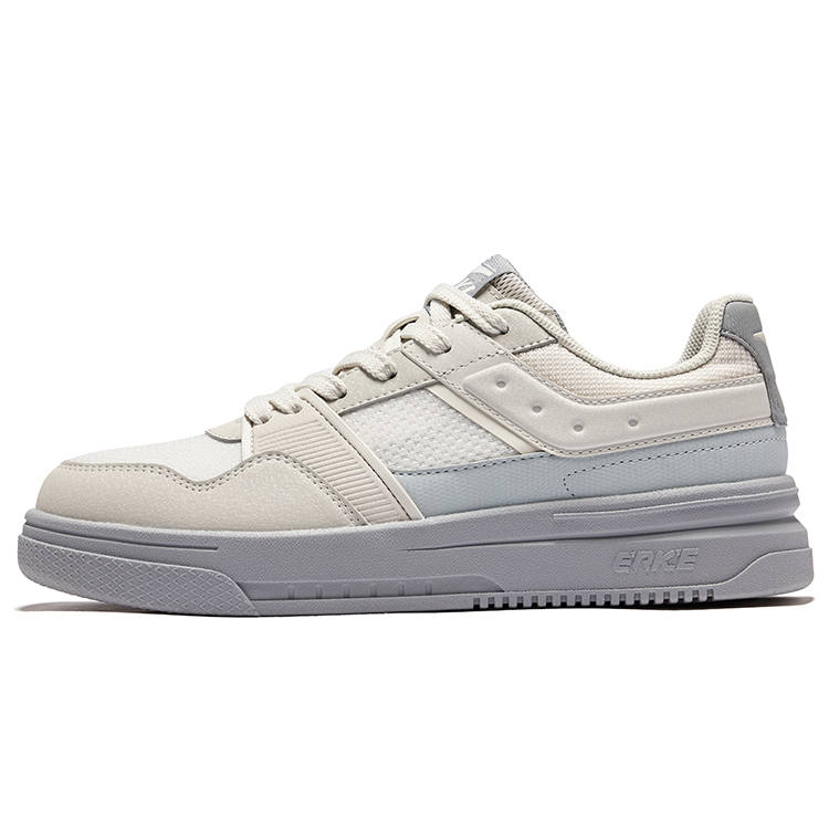 Erke Slip Resistant Abrasion Resistant Low top Skateboard Shoes Men's White Gray