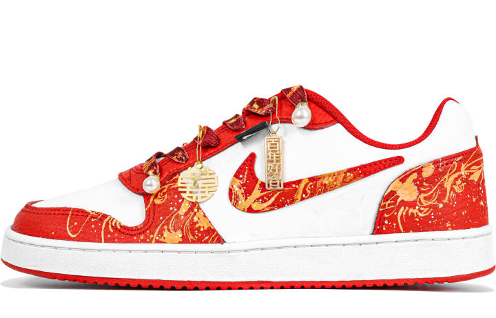 Nike Nike EBERNON Slip Resistant Low top Skateboard Shoes Men's White Red