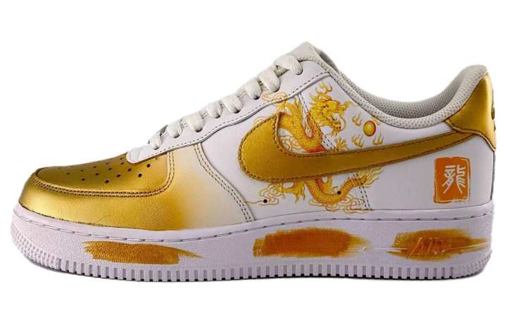 Nike Nike Air Force 1 Low top Skateboard Shoes Men's White Gold