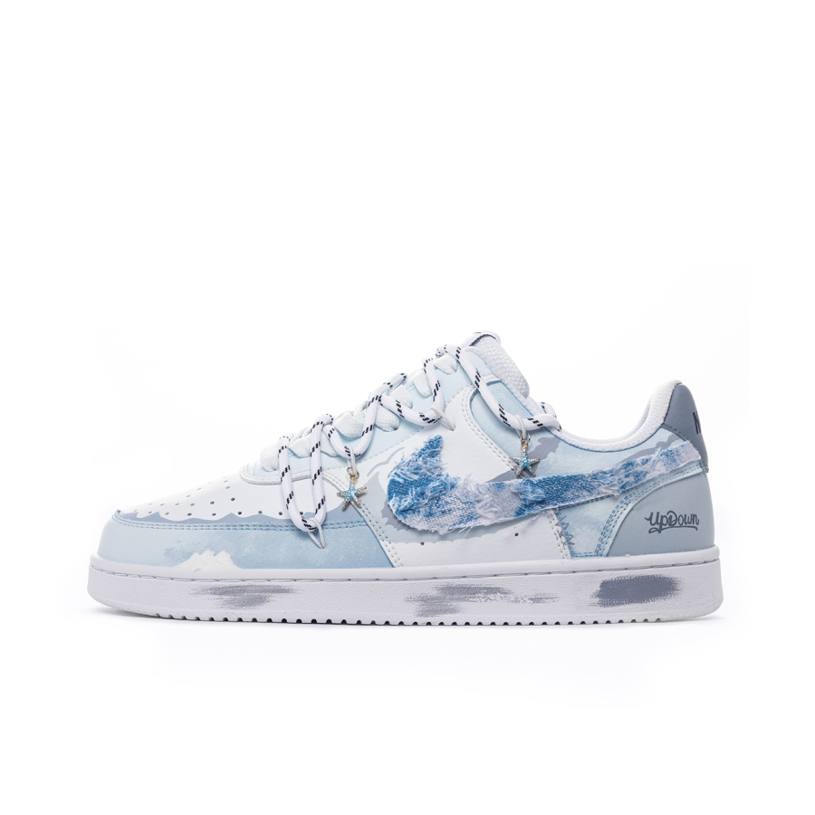 Nike Nike Court Vision P.M.S Seaweed Whisper Slip Resistant Slip Resistant Low top Skateboard Shoes Men's Blue White