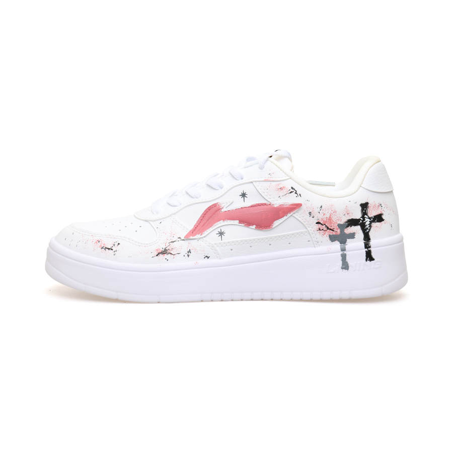 Li-Ning Li Ning Slip Resistant Cushioning Breathable Low top Skateboard Shoes Unisex White Pink