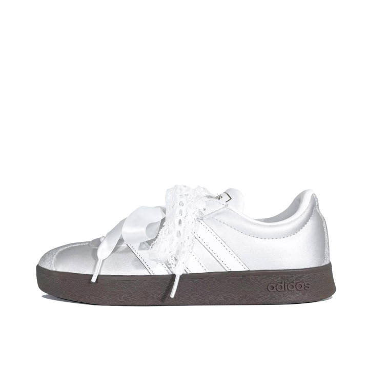 Adidas Adidas VL COURT 2.0 Galaxy Satin Dance Leather Coverage Balance Low top Skateboard Shoes Unisex Silver White