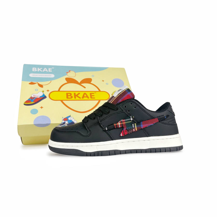 BKAE Slip Resistant, Abrasion Resistant, Lightweight Low top Skateboard Shoes Unisex Black Red