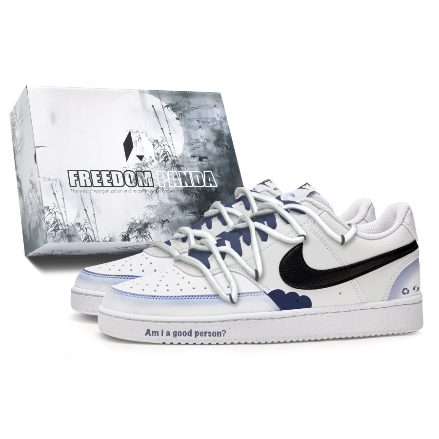 Nike Nike Court Vision 1 Slip Resistant Abrasion Resistant Low top Skateboard Shoes Men's White Blue