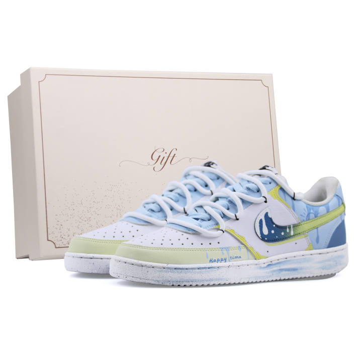 Nike Nike Court Vision 1 Box, Quanshua Guangbo Lightweight And Breathable Low top Skateboard Shoes Unisex Blue Yellow