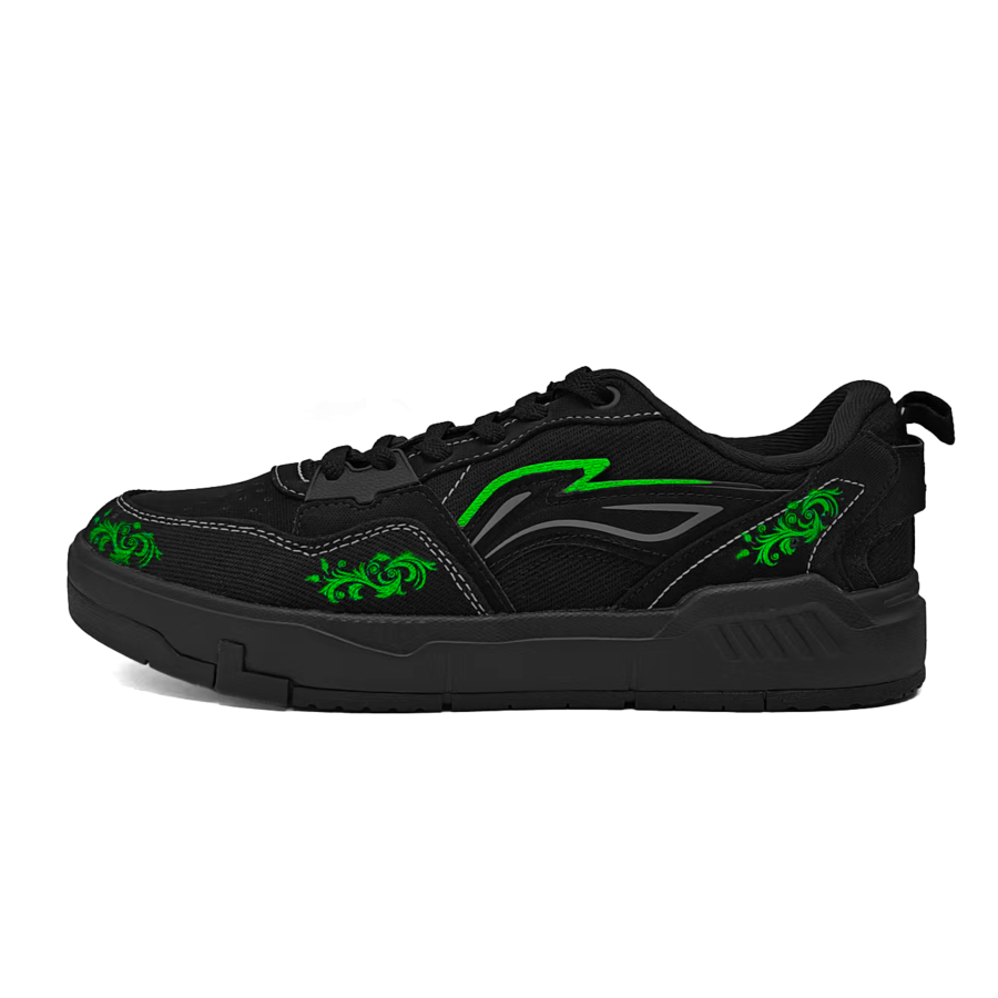 Li-Ning Li Ning Original Era Slip Resistant Lightweight Abrasion Resistant Low top Skateboard Shoes Men's Black Green