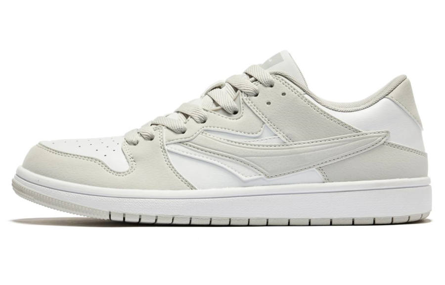 QIAODAN Panda Skateboard Shoes Men's Low Top White Gray