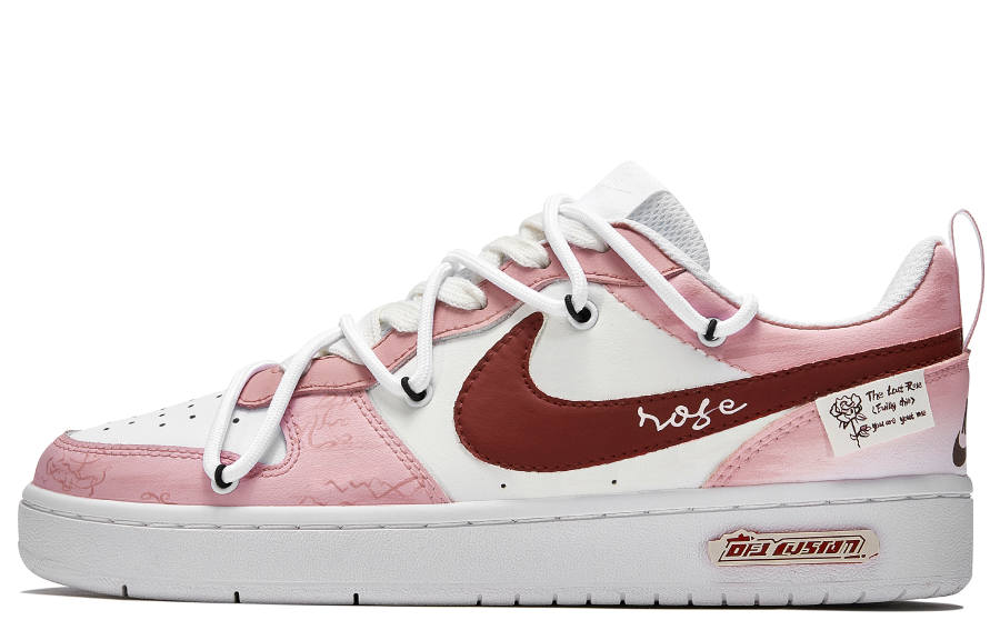 Nike Nike Court Borough 2 Freedom Panda Rose Slip Resistant Abrasion Resistant Low top Skateboard Shoes GS Pink White