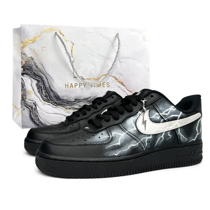 Nike Nike Air Force 1 Silver Lightning Height Increasing Low top Skateboard Shoes Unisex Black Silver