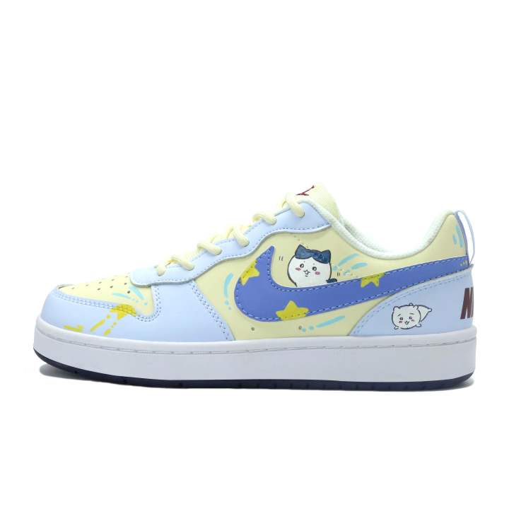 Nike Nike Court Borough Leather Lightweight And Breathable Low top Skateboard Shoes GS Blue Yellow