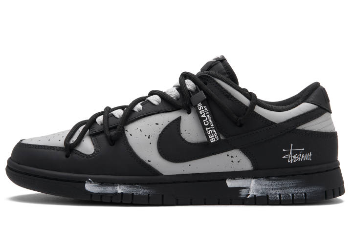 Nike Nike Dunk Black Gray Track Low top Skateboard Shoes Unisex Black