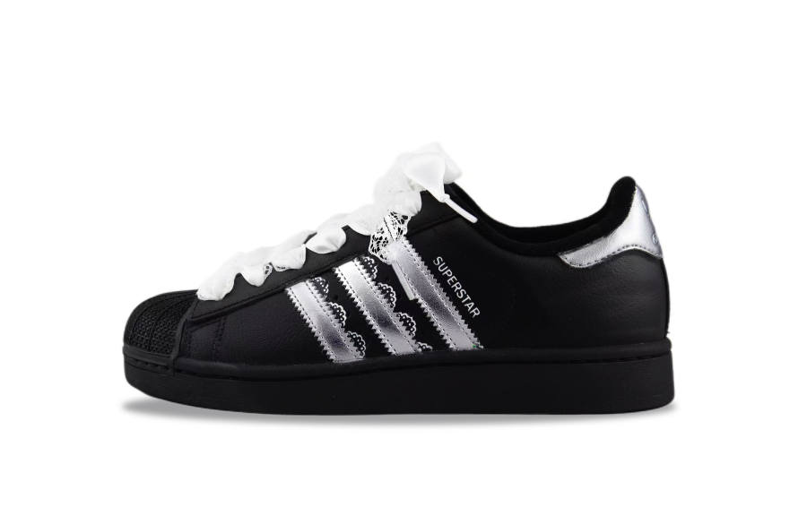 Adidas Originals Superstar 2 Abrasion Resistant Low top Skateboard Shoes Unisex Black Silver