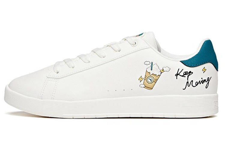 Anta Life Collection Slip Resistant, Abrasion Resistant, Lightweight Low Top Skateboard Shoes Men's White Cyan