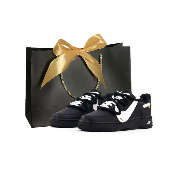 Nike Nike Air Force 1 Thermal, Slip Resistant, And Abrasion Resistant Coverage Low top Skateboard Shoes Unisex Black White