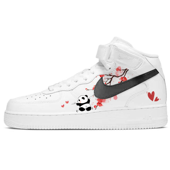 Nike Nike Air Force 1 Slip Resistant, Abrasion Resistant, Lightweight Mid top Skateboard Shoes Men's White Red