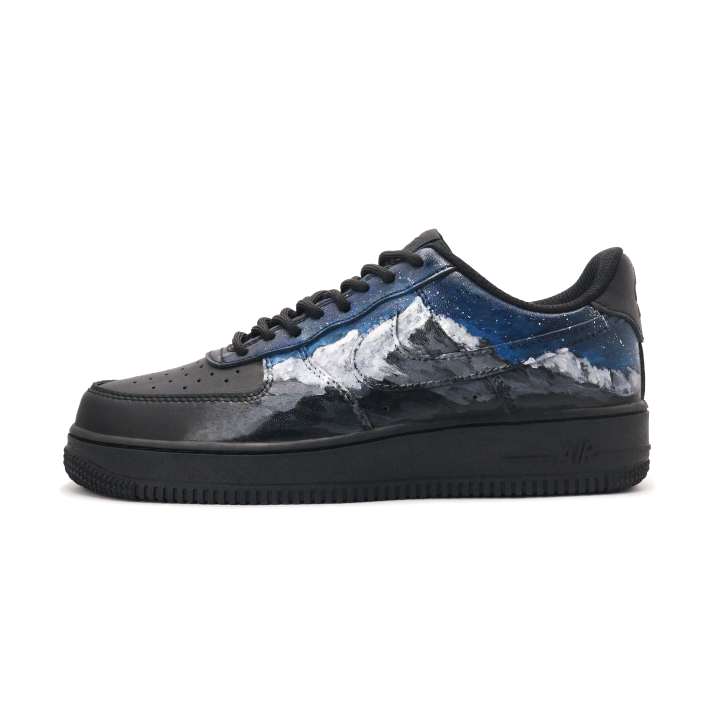 Nike Nike Air Force 1 Leather Slip Resistant Cushioning Low top Skateboard Shoes Unisex Black White Blue