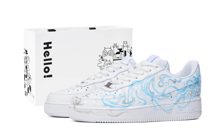 Nike Nike Air Force 1 Wave Jellyfish Skateboard Shoes Unisex Blue White