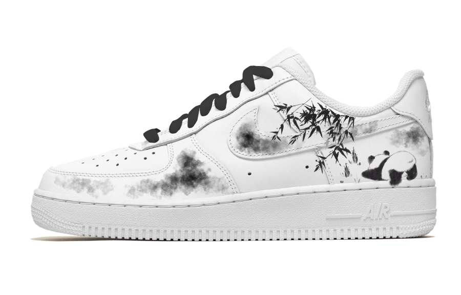 Nike Nike Air Force 1 Fantasia, Panda Ink Bamboo Abrasion Resistant Abrasion Resistant Low top Skateboard Shoes Men's Black