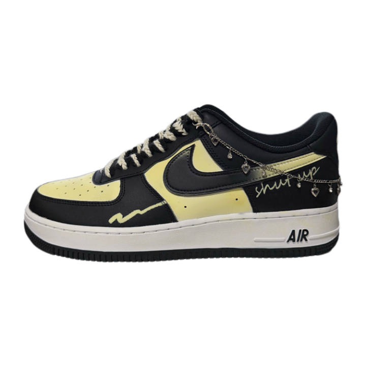 Nike Nike Air Force 1 'Panda Flying Disc Low top Skateboard Shoes Unisex Black White Yellow