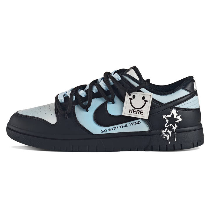 Nike Nike Dunk Abrasion Resistant Abrasion Resistant Low top Skateboard Shoes Unisex Black Blue