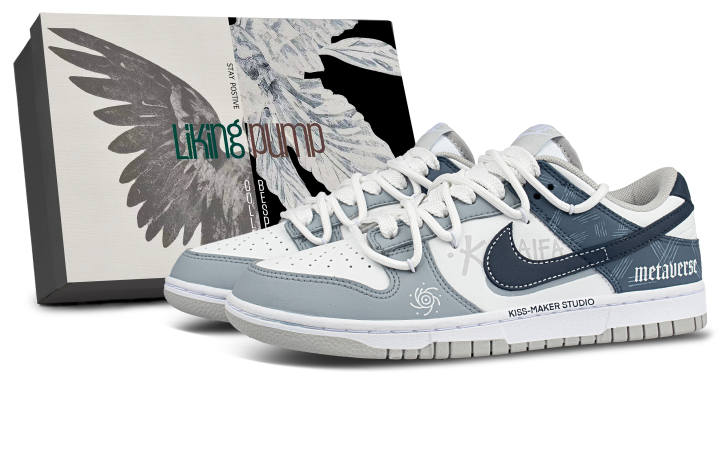 Nike Nike Dunk Synthetic Leather Coverage Low top Skateboard Shoes Unisex Blue