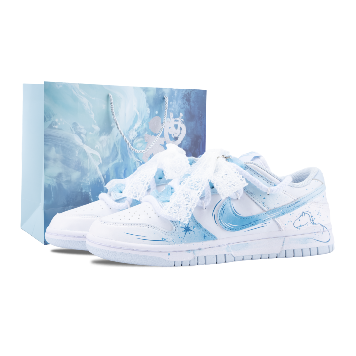Nike Nike Dunk Star Spring Unicorn Abrasion Resistant Low top Skateboard Shoes Women's White Blue