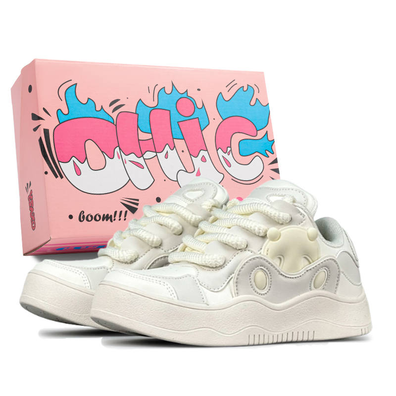 OHJC Microfiber Leather Cushioning Lightweight Breathable Low top Skateboard Shoes Women's Beige Black