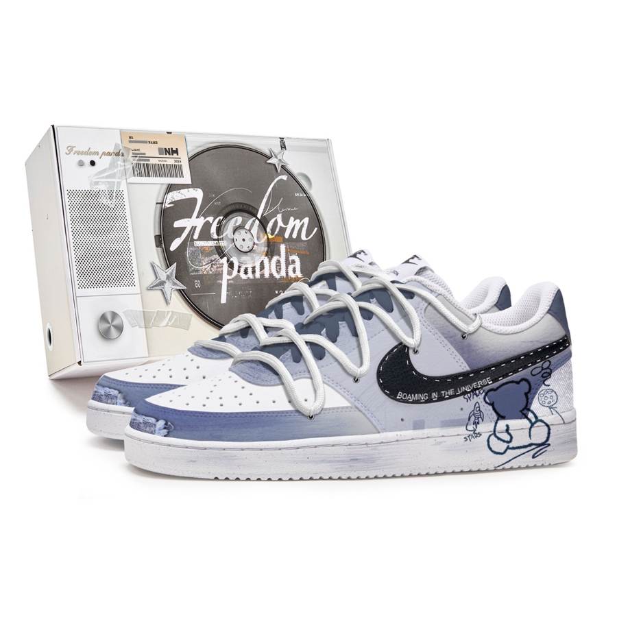 Nike Nike Court Vision 1 Slip Resistant Abrasion Resistant Low top Skateboard Shoes Men's Blue White